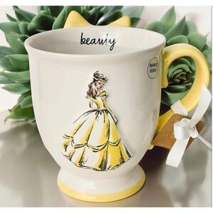 NWT Gorgeous Disney 3D Relief Bow Beauty & the Beast Belle Ceramic Big Coffee Mu